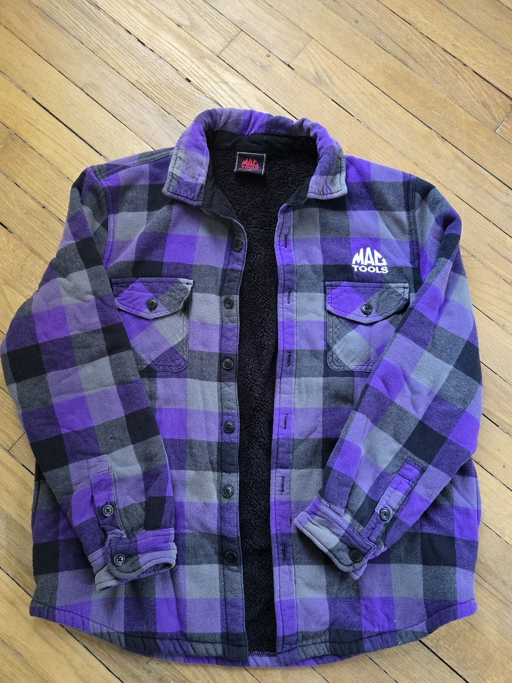 MAC Tools Purple Plaid Sherpa Lined Flannel Jacket